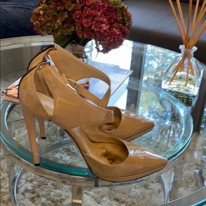 Jimmy Choo nude patent leather heels